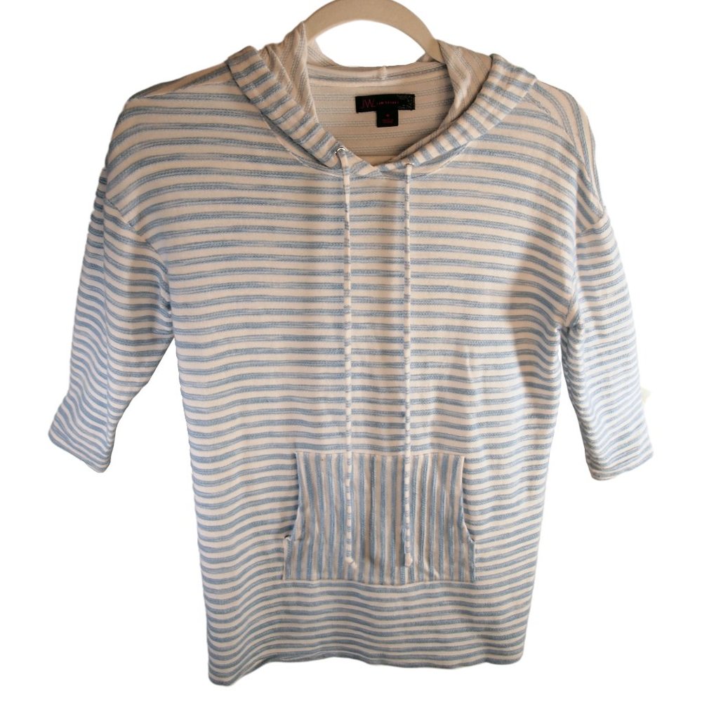 Blue White Stripe Hoodie JW Style Sz Medium